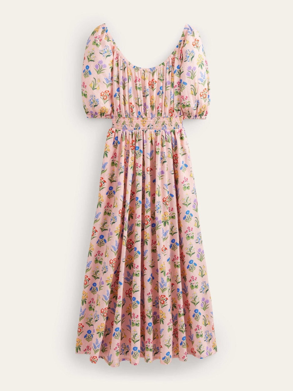NWT Boden Scoop Neck Midi Dress in Dusty Pink, Spring Garden floral, Size 10 - Picture 4 of 14